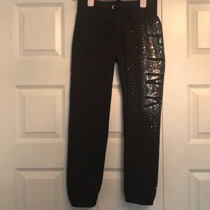 VS PINK Black Silver Glitter Sequin XS Sweatpants